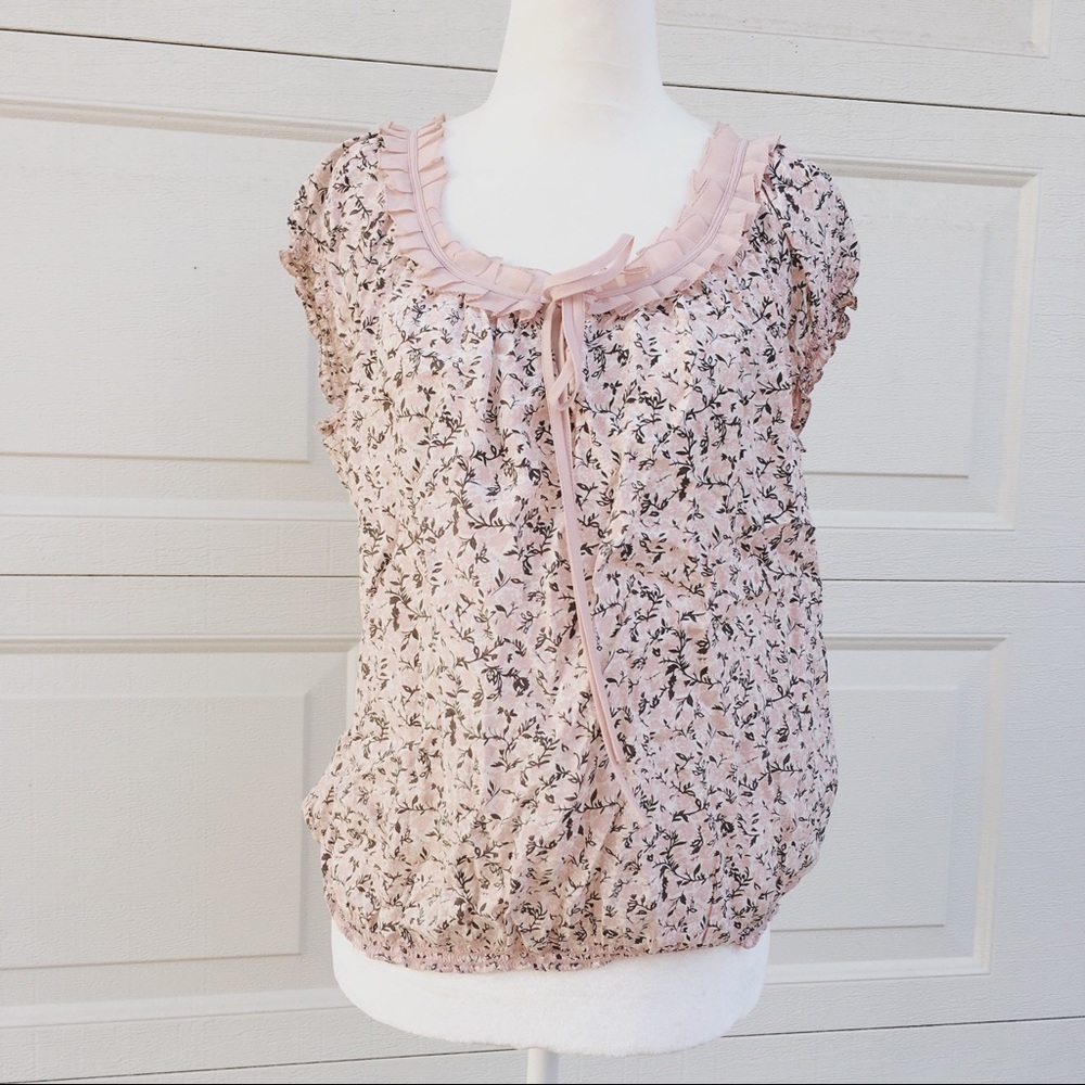 M.S.S.P Floral Pale Pink Bubble Blouse